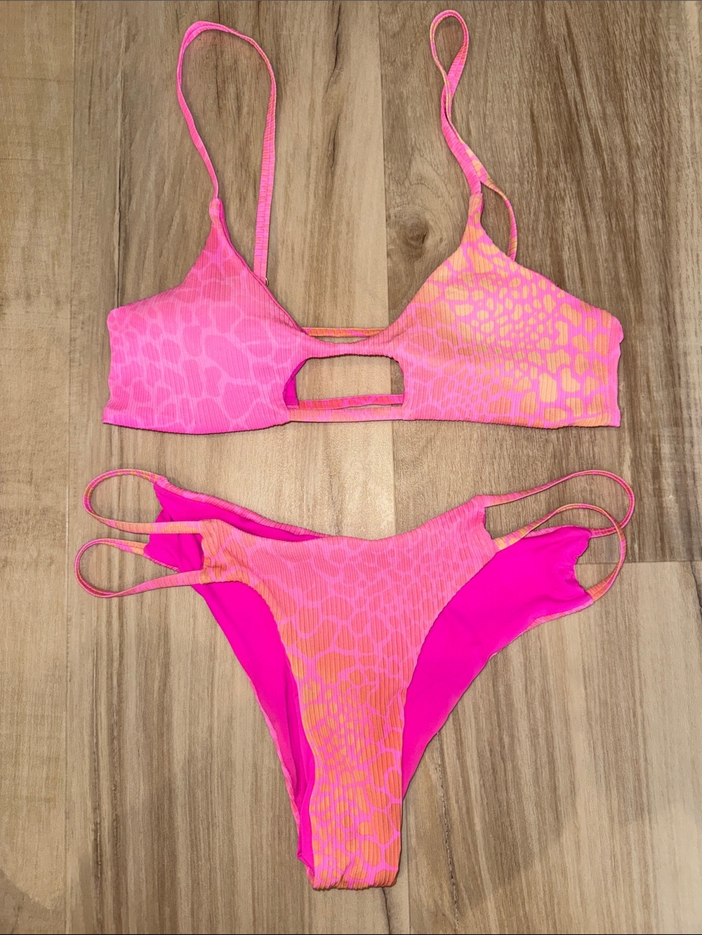 Hot Pink & Neon Orange Leopard Print Bikini